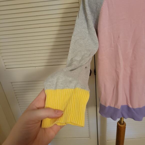 Charter Club Women's Color Block Cotton Rayon Sweater Pearl Beaded Turtle Neck - Picture 4 of 6